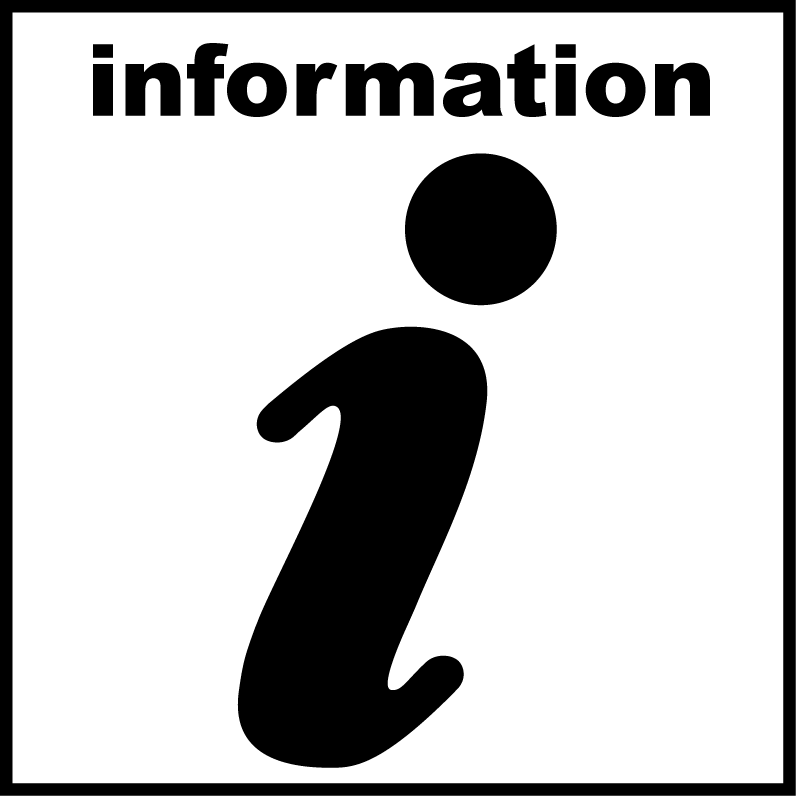 Graphic of letter 'i' with the word 'information' above it